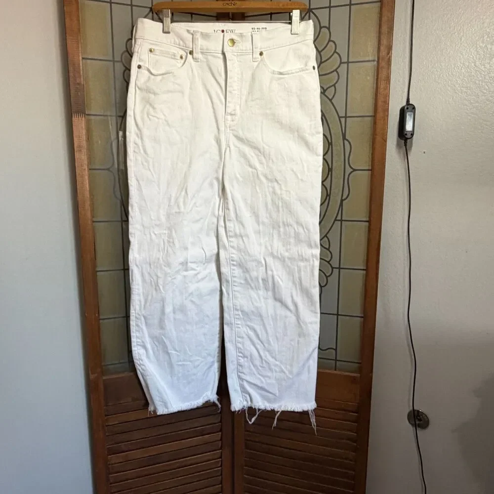 J. Crew '96 Slim Wide Jeans Retro Raw Hem White Preppy Beachy Coastal Size 28